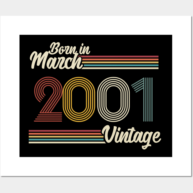 Vintage Born in March 2001 Wall Art by Jokowow